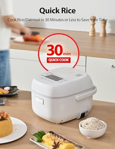 10025 Toshiba Mini Rice Cooker, 3 Cups Uncooked Small Rice Cooker, Steamer & Warmer, With Fuzzy Logic And One-Touch Cooking, 24 Hour Delay Timer And Auto Keep Warm Feature - Image 1